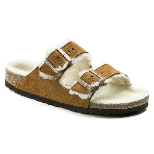 Birkenstock Arizona Shearling Suede Sandal (Mink)