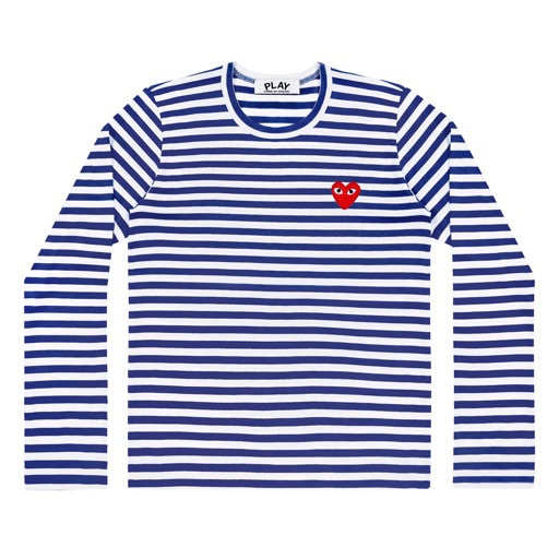 Comme des Garçons PLAY Red Heart Striped Long-Sleeve Tee