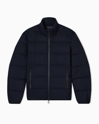 Emporio Armani Water-repellent quilted nylon down jacket with jacquard logo lettering