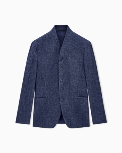 Giorgio Armani Blazer regular fit denim-effect froissé wool silk cashmere