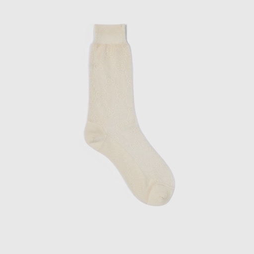 Gucci GG Knit Silk Cotton Socks (White)