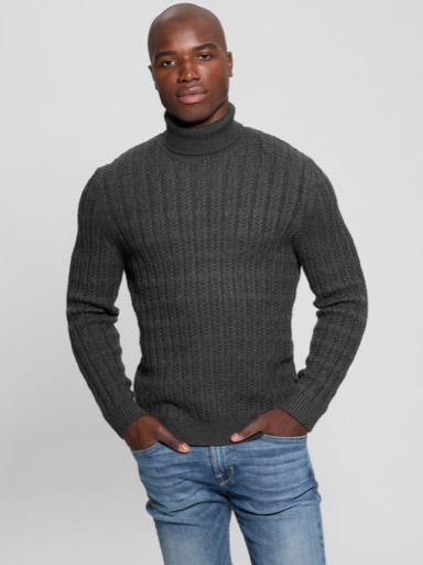GUESS Eco Ezra Turtleneck Cable-Knit Sweater