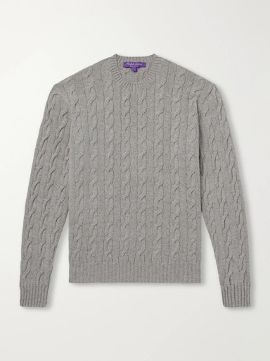 RL Purple Label Cashmere Cable-Knit Sweater