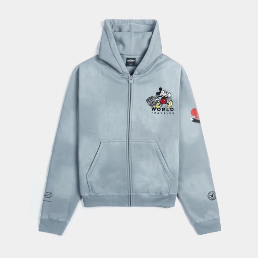 Shoe Palace World Traveler Zip-Up Washed Hoodie (Grey)