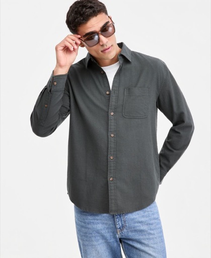 Sun + Stone Steven Long-Sleeve Cotton Shirt