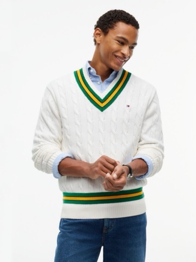 Tommy Hilfiger Relaxed Fit Cable Knit Cricket Sweater