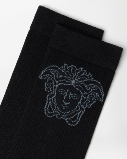 Versace Jacquard Cotton Ribbed Socks (Black)